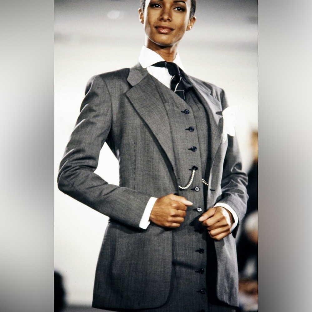 Vintage Ralph Lauren Collection 90s Pencil Dress Sheath Button Up Long Blazer 6 - Picture 2 of 16